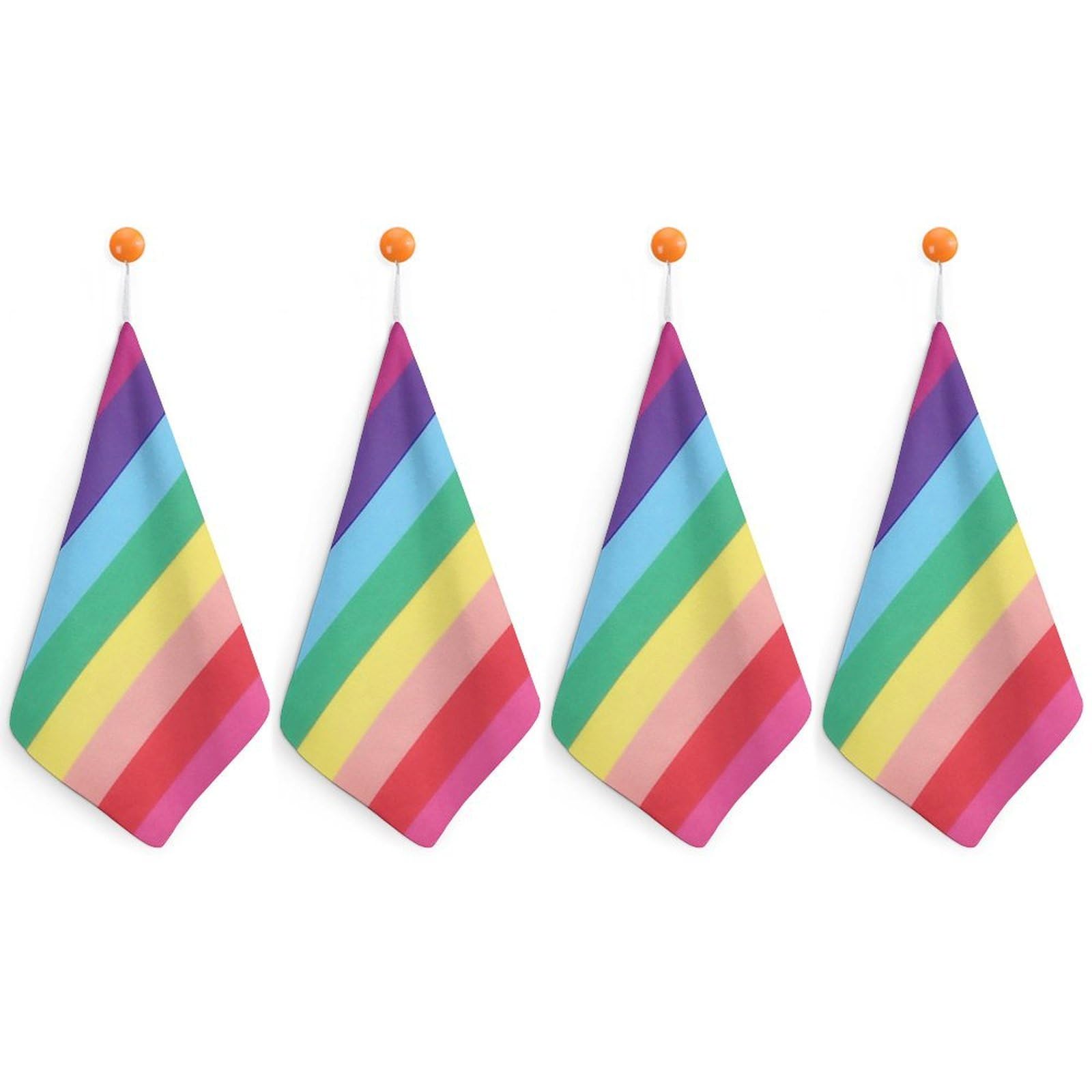 LWORZIIB 4 Piece Hanging Hand Towels, Rainbow Colored Horizontal Striped Lines Small Dry Hand Towel for Kitchen Bathroom