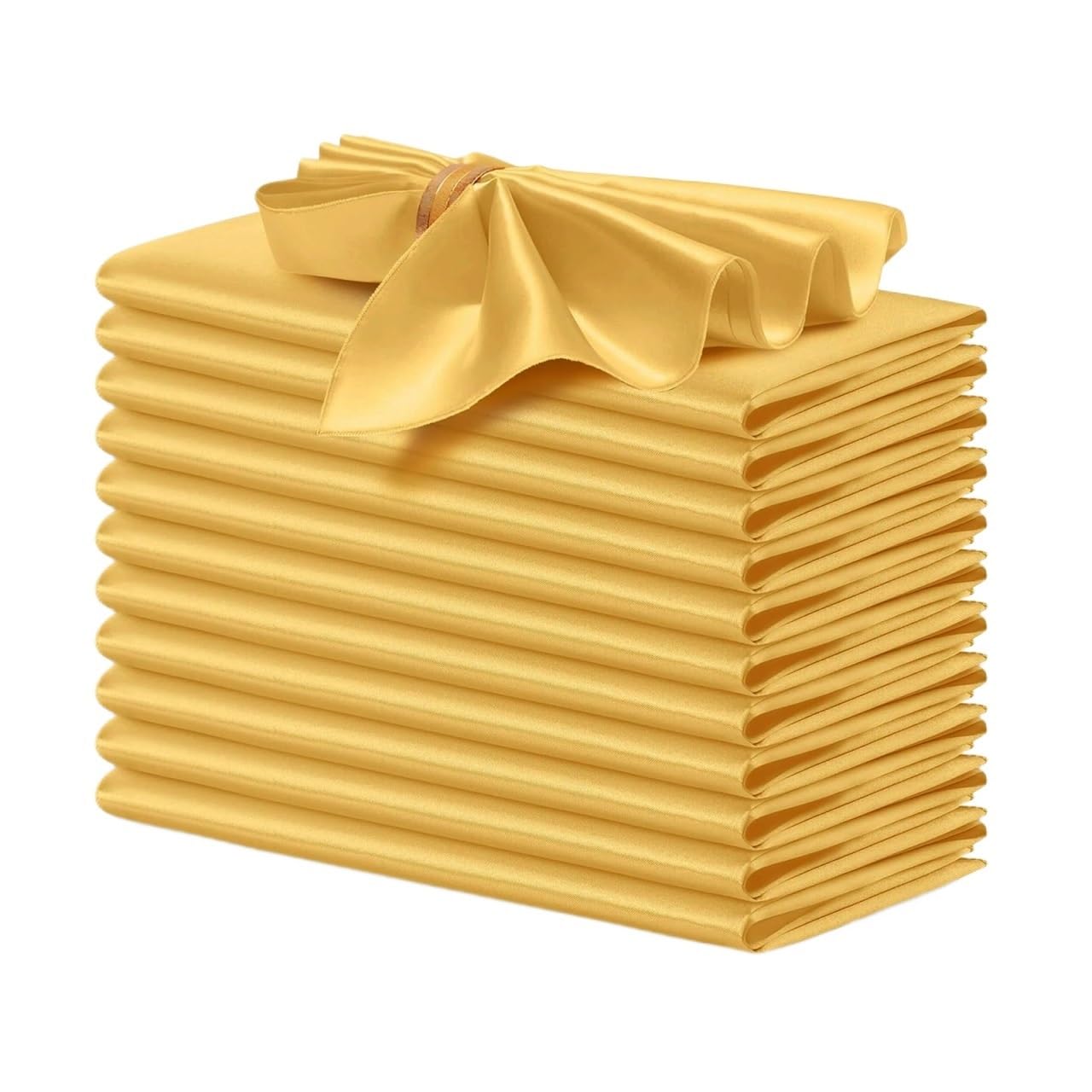 12PCS Pink Satin Napkin 30×30cm Soft Table Napkins For Romantic Weddings Party Dinner Decoration(Gold)