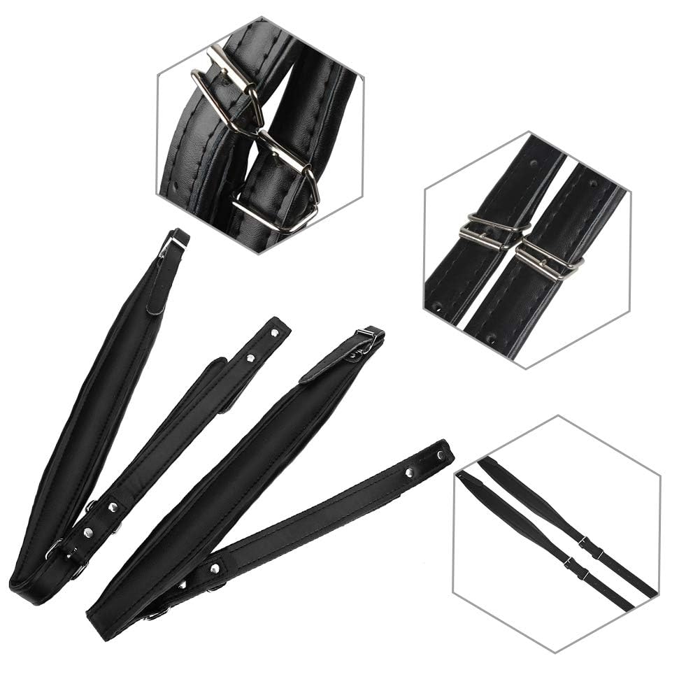 Bnineteenteam Correas de Acordeón, Ajustables y Flexibles, Correas Cuero Sintético PU, Resistente al Desgaste para Músicos Profesionales y Estudiantes, Varios Modelos, Negro Café Rojo