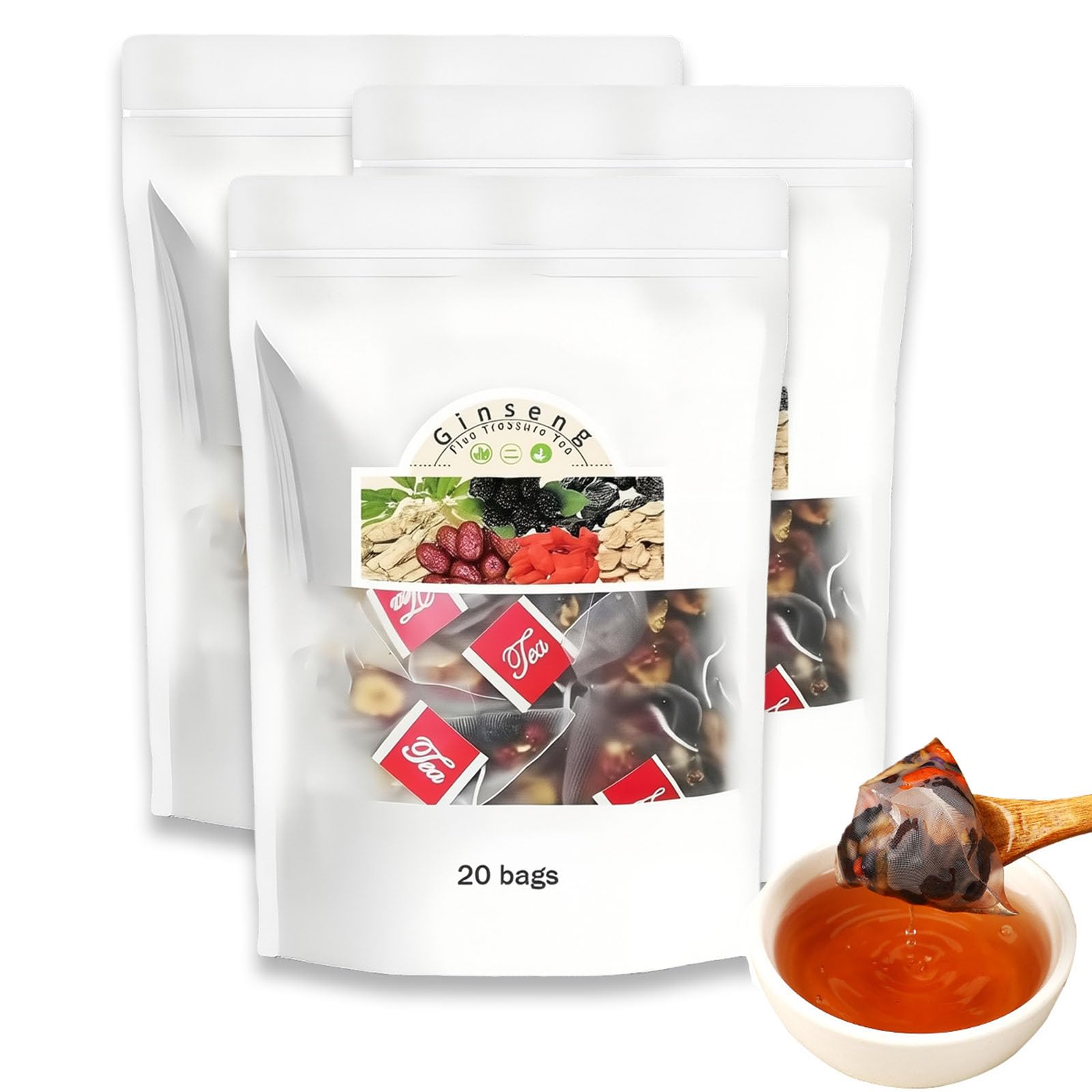 Formula Ginseng Five Treasure Tea Combination Wolfberry Tea Chinese Formulatea for Men and Women (3Boxes)