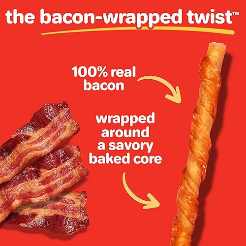 Miniatura 3 de Hartz New Oinkies - Giros envueltos en tocino, masticables carnosos reales con tocino 100% real y sin piel de res, 14 unidades