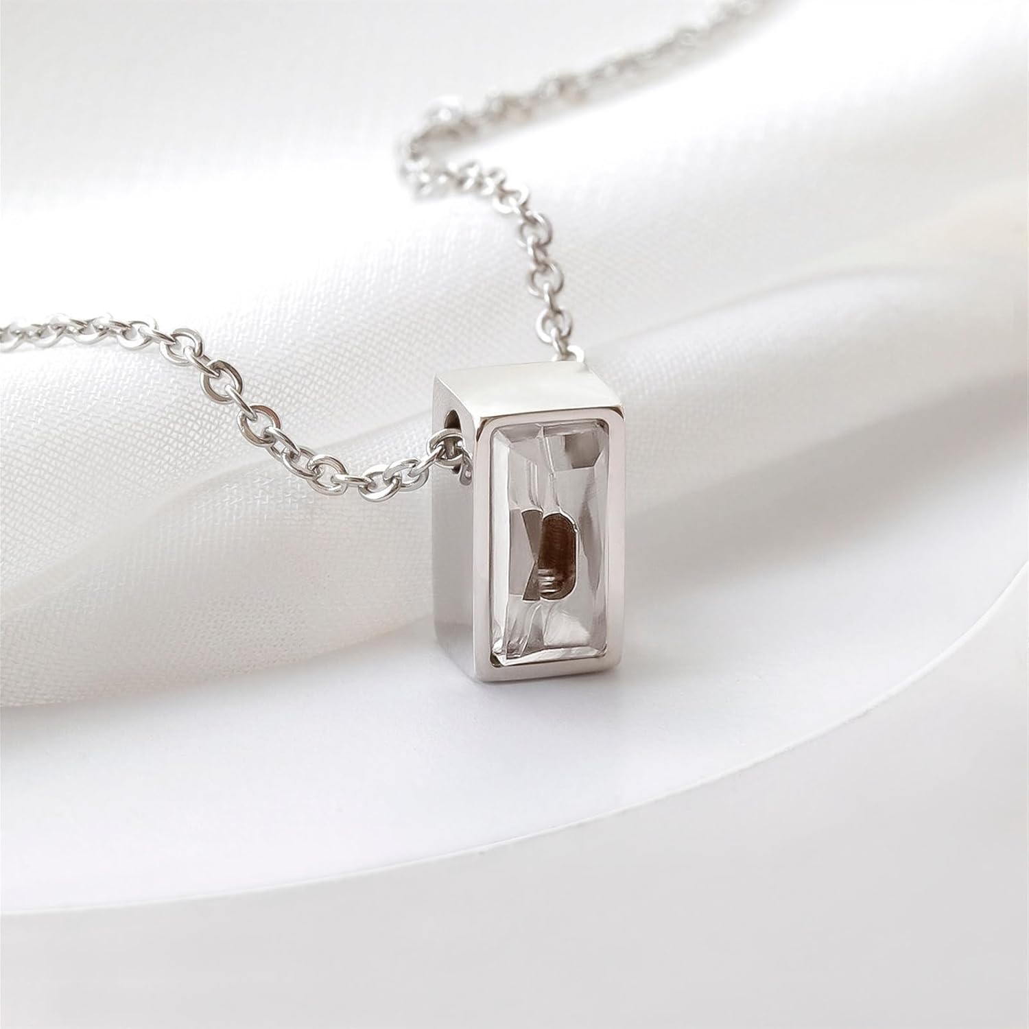 RIPFEVURN Cremation Jewelry Tiny Glass Cube Urn Necklaces for Ashes for Women Men Stainless Steel Small Urn Locket for Human Ashes Holder Memorial Keepsake Pendant - Image 6