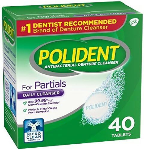 Polident Partials, Antibacterial Denture Cleanser 40 ea (Pack of 2)