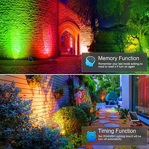 Linke RGB Solar Spot Lights Outdoor, 2 in 1 Colour Changing IP66 Waterproof Solar Landscape Spotlights, Remote Control, Dusk to Dawn, Solar Powered Wall Lights for Garden Path Patio Tree Fence Statue