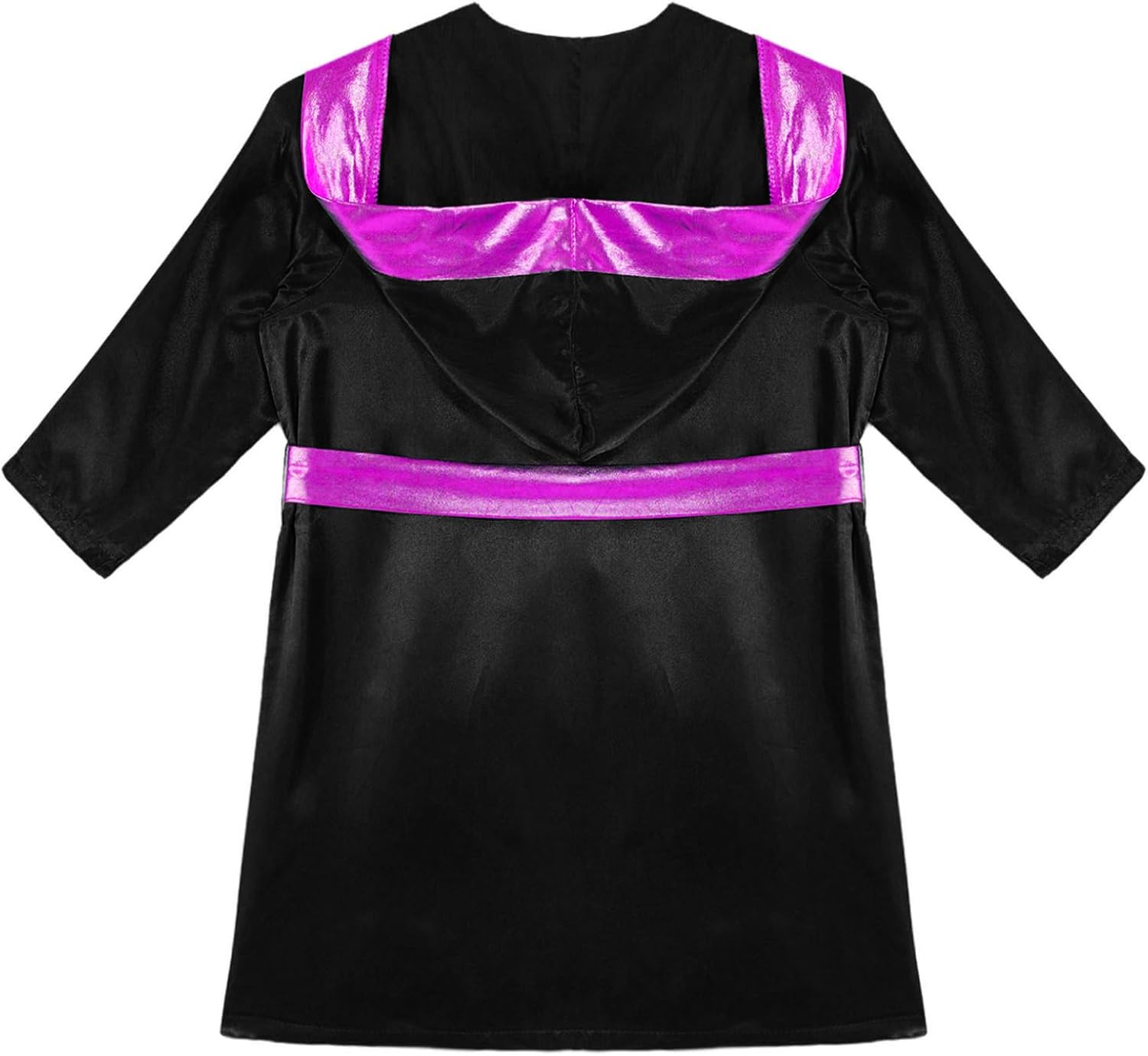 Boys Satin Boxing Robe Metallic Hooded Cape for Cosplay Halloween Carnival Party