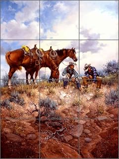 Western Ceramic Tile Backsplash Sage Advice by Jack Sorenson Art Kitchen Bathroom Shower Mural… (12.75 in x 17 in on 4.25 in Tiles)