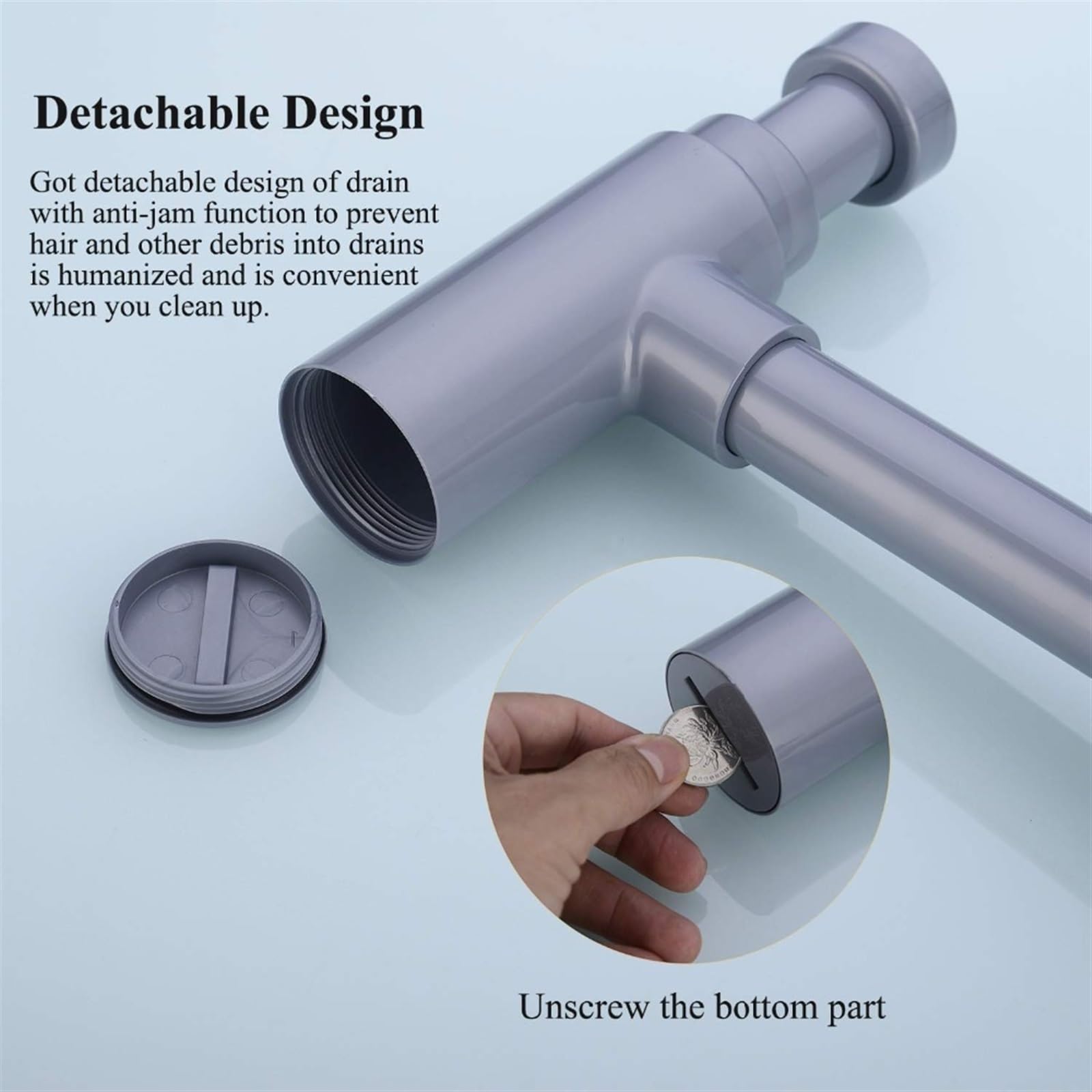 Sifone a P, Kit sifone universale for lavello, diametro 1-1/4 pollici, altezza regolabile da 3,94 a 7,68(Round)