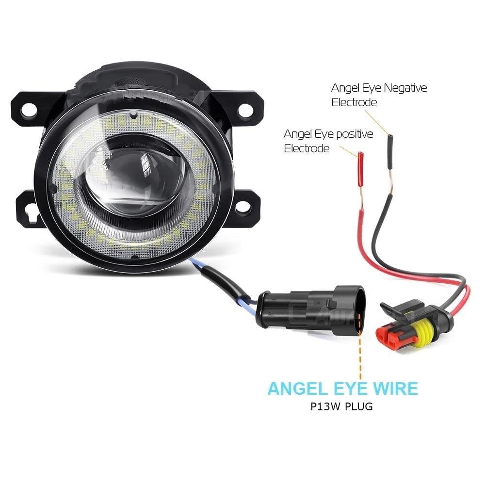 Faro Fanale Proiettore Faro Principale 2 X Per Jeep Per Renegade BU 2015 2016 2017 2018 2019 2020 Auto Anteriore Fendinebbia Gruppo Luce LED Angel Eye Daytime Running Light DRL H11 ( Size : White and