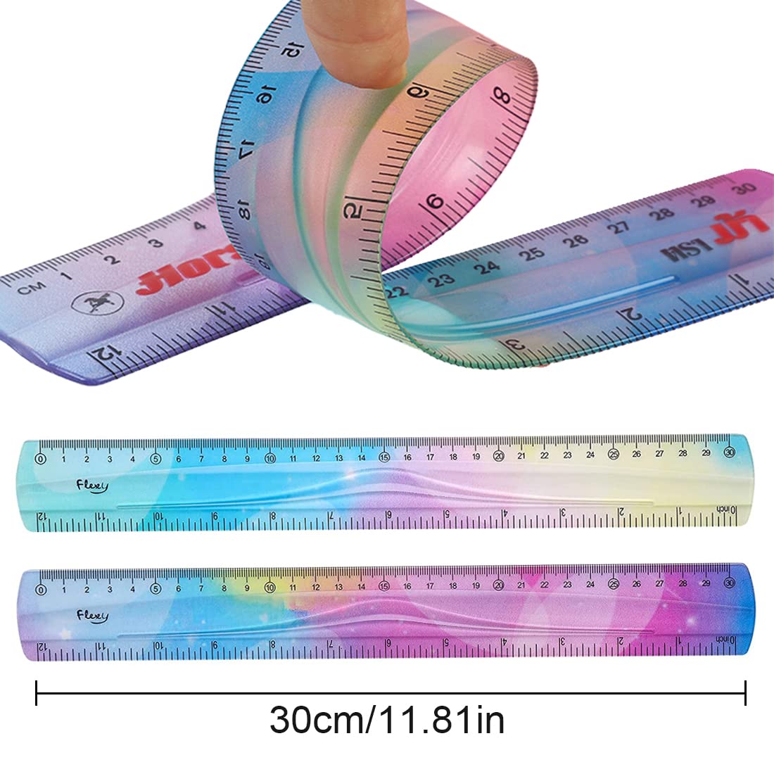 2 Flexibele Linialen – 30 Cm – Rood En Blauw – Onbreekbaar PVC – Voor School, Kantoor En Thuis
