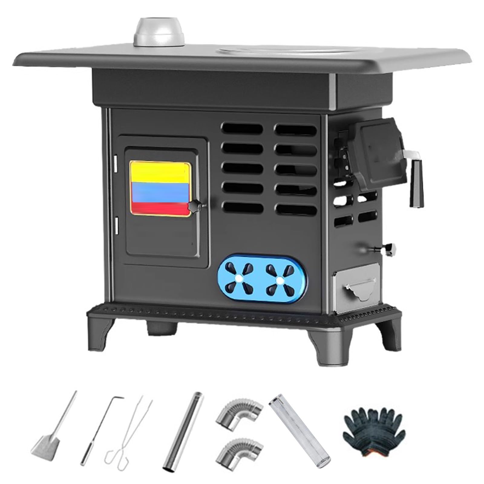 Stufa in Ghisa a Legna, Stufa Campeggio con Forno, Facile da Pulire, Utilizzata per Riscaldare e Cucinare, Adatta a Tutti i Tipi di Pentole