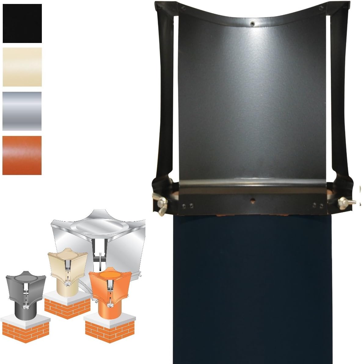 SV1B : Vent Cowl Anti-DownDraught Chimney Cowl for 200mm/8" flue Black