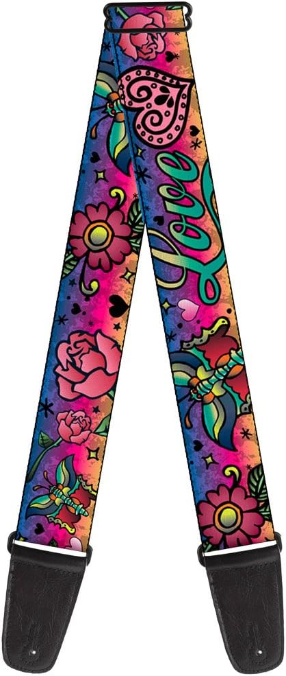 Buckle-Down Guitar Strap Love Love Purple 2 Inches Wide (GS-W31214)