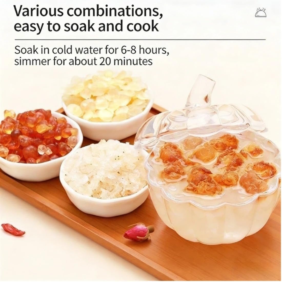 Natural Peach Gum,Snow Fungus & Soap Berry Combo（zaojiaomi）500g Large Portion - No Additives, Easy to Cook Trio for Nourishing Desserts & Soups