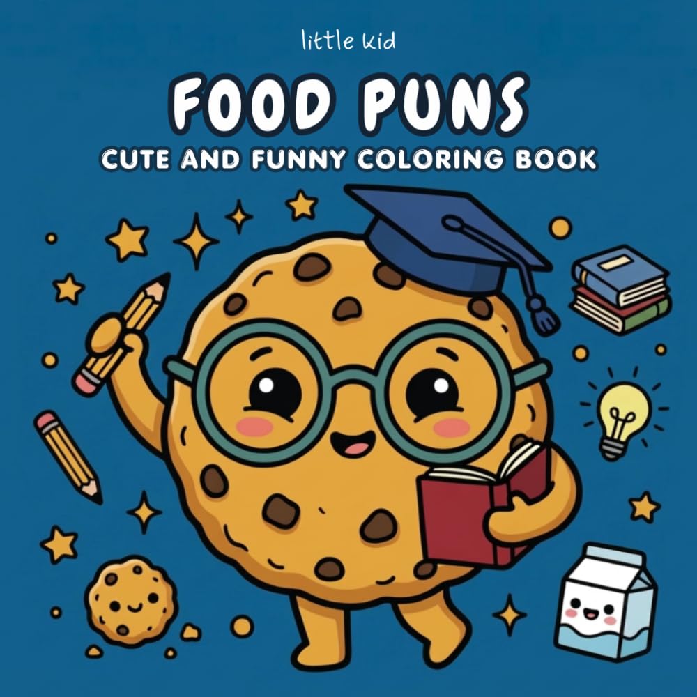 Food Puns: Bold and Easy Kawaii Food Coloring Book | 50 Cute and Funny Coloring pages with Food Puns for Relaxation and Cozy Coloring