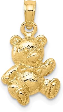 14K Yellow Gold Teddy Bear Charm Jewelry Pendant