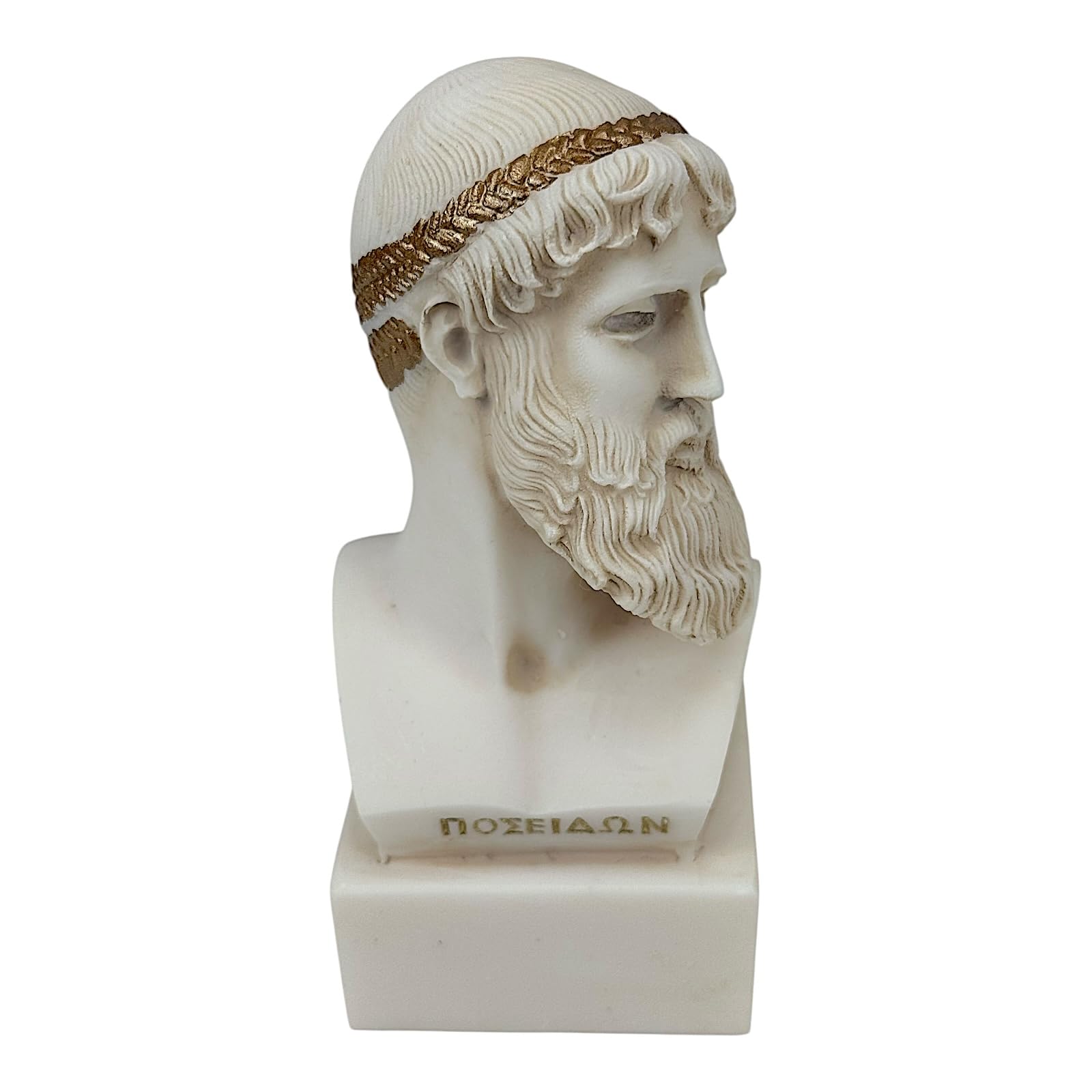 Poseidon Popiersie – grecki rzymski bóg morza, ręcznie robiona odlewana szara rzeźba alabastrowa, mała 12,9 cm