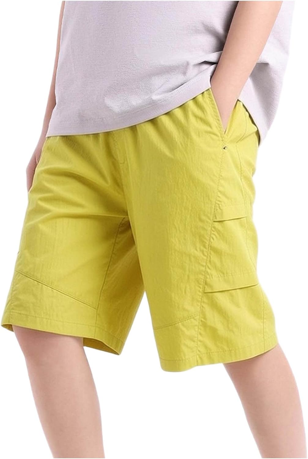 Boys Cargo Shorts Kids Loose Knee Length SweatShorts with Multi-Pockets Elastic Waist Athletic Shorts for Outdoor Activities
