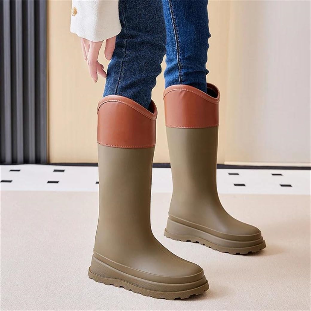Women's Waterproof Tall Rain Boots For Outdoor Camping Stylish Thick Sole Durable Galoshes