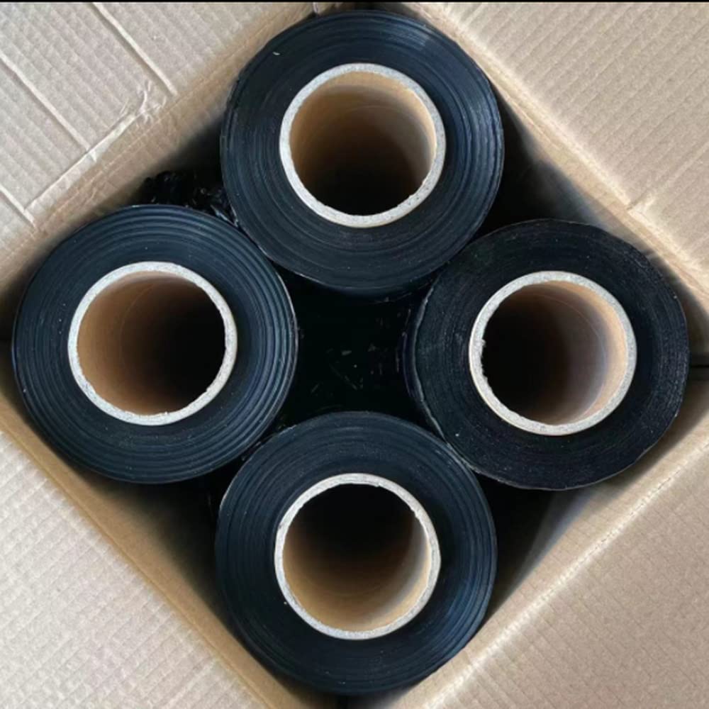 4 Pack Black Stretch Wrap 18" x 1000 Feet 80 Gauge Industrial Strength, Plastic Pallet Supplies Durable Self-Adhering for Packing, Moving, Heavy Duty Shrink Film Rolls