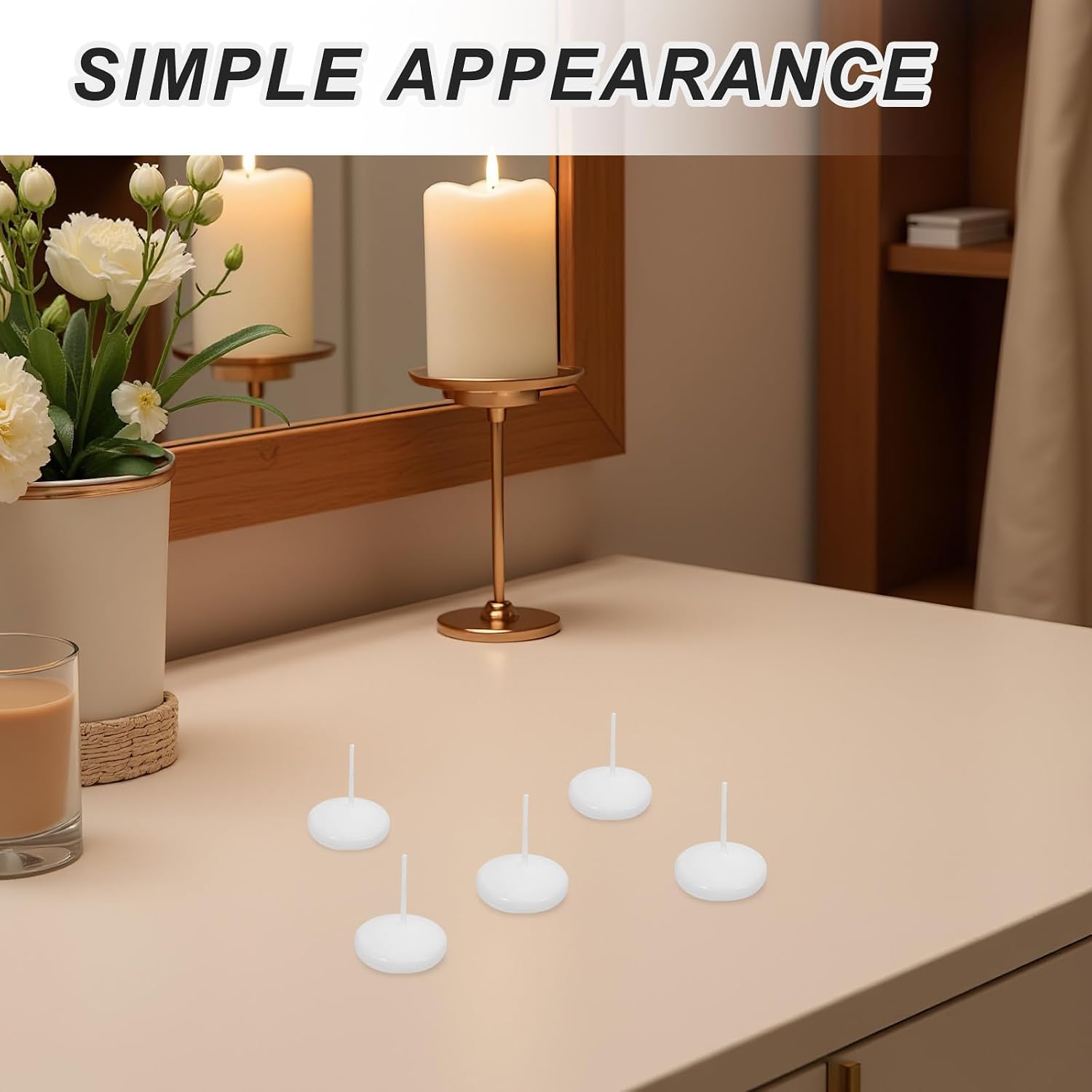 30pcs White Floating Candle Set, 1.6 Inch Small Dripless Wax