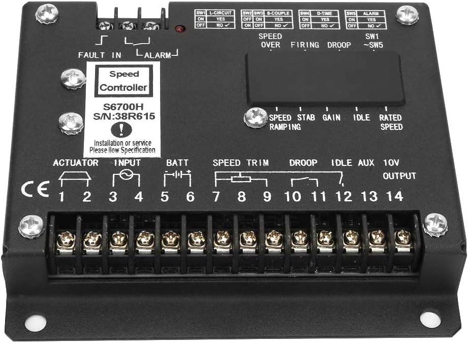 S6700H Speed Controller Governor High Precision Electronic Engine Speed Control Module for Generator, Generator Control Panel with 1K~5kHz Range, -40~176°F Operating Temperature