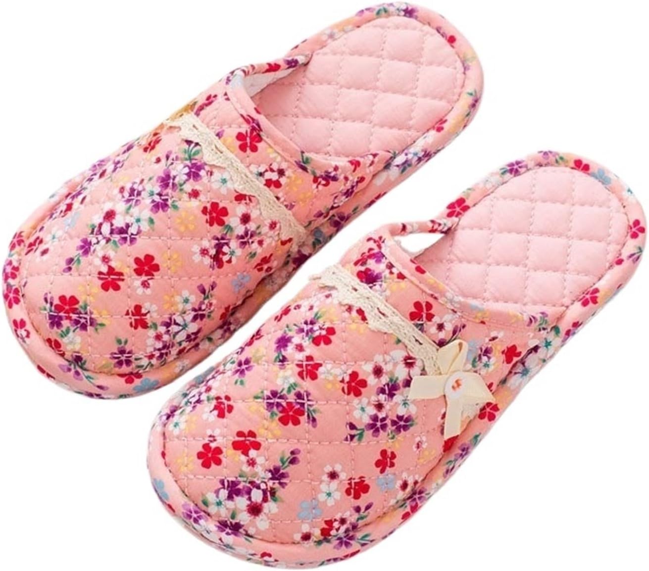 TENDYCOCO Baumwolle Hausschuhe Damen - Flauschige Pantoffeln Mit EVA-Sohle