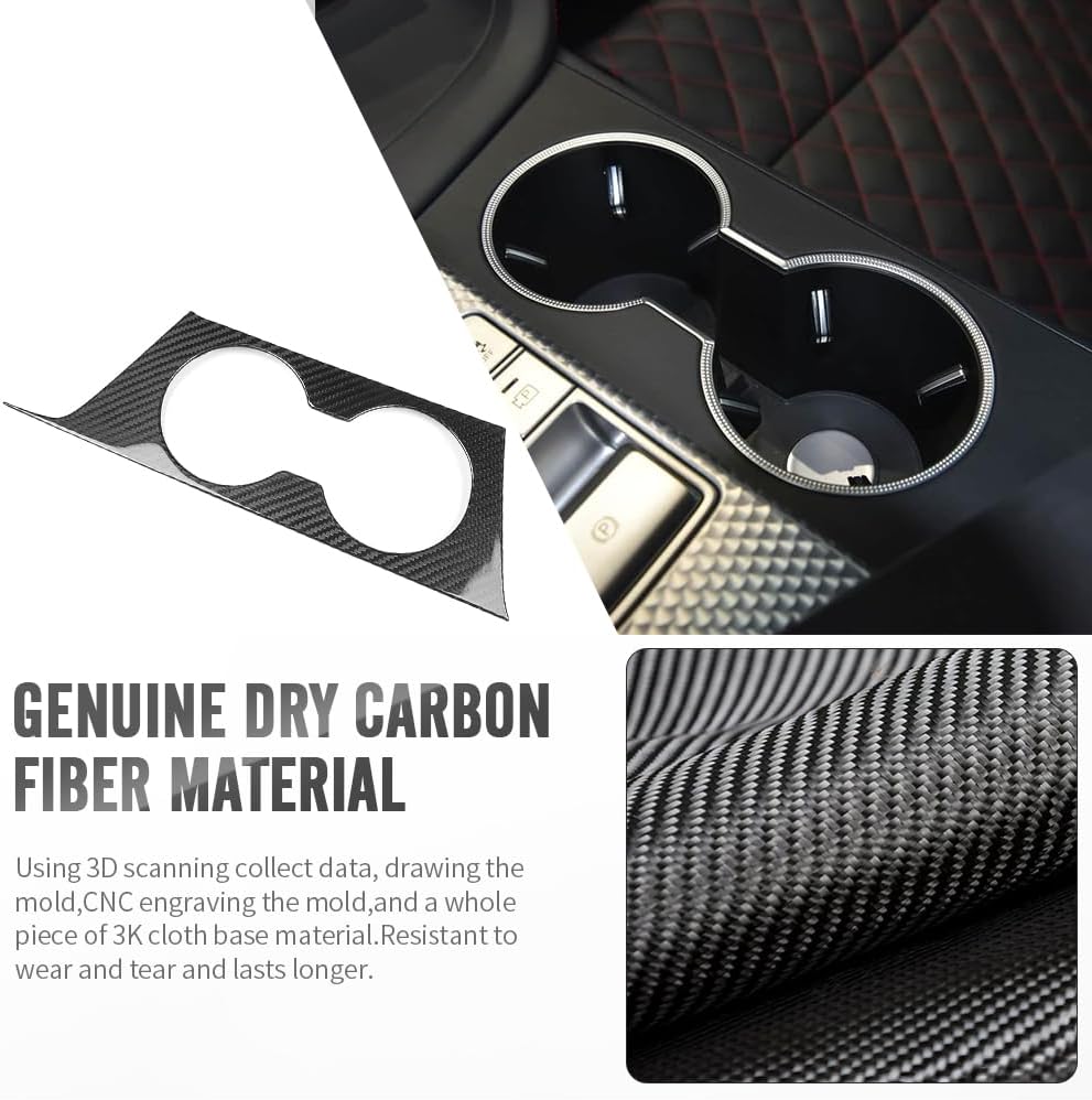 Real Carbon Fiber Center Gear Box Cover Trim for Genesis G70 2017 2018 2019 2020 2021 2022 2023 2024 2025 Center Console Gear Shift Panel Cup Holder (Glossy Carbon Fiber)