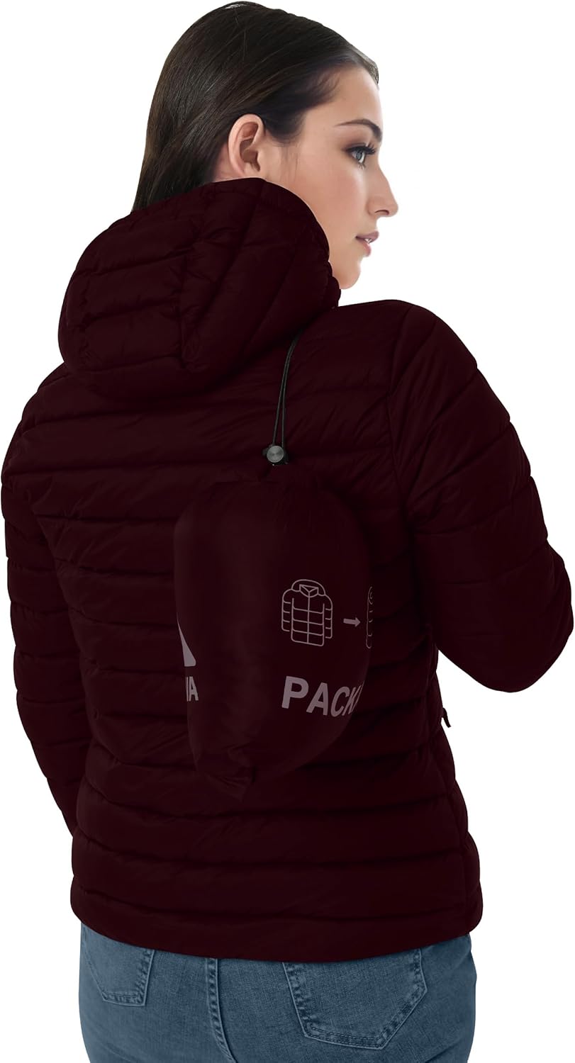 Women's Packable Puffer Jacket Hooded LightWeight Down Coat Winter Windproof Warm Quilted Short S-XXL - Image 2