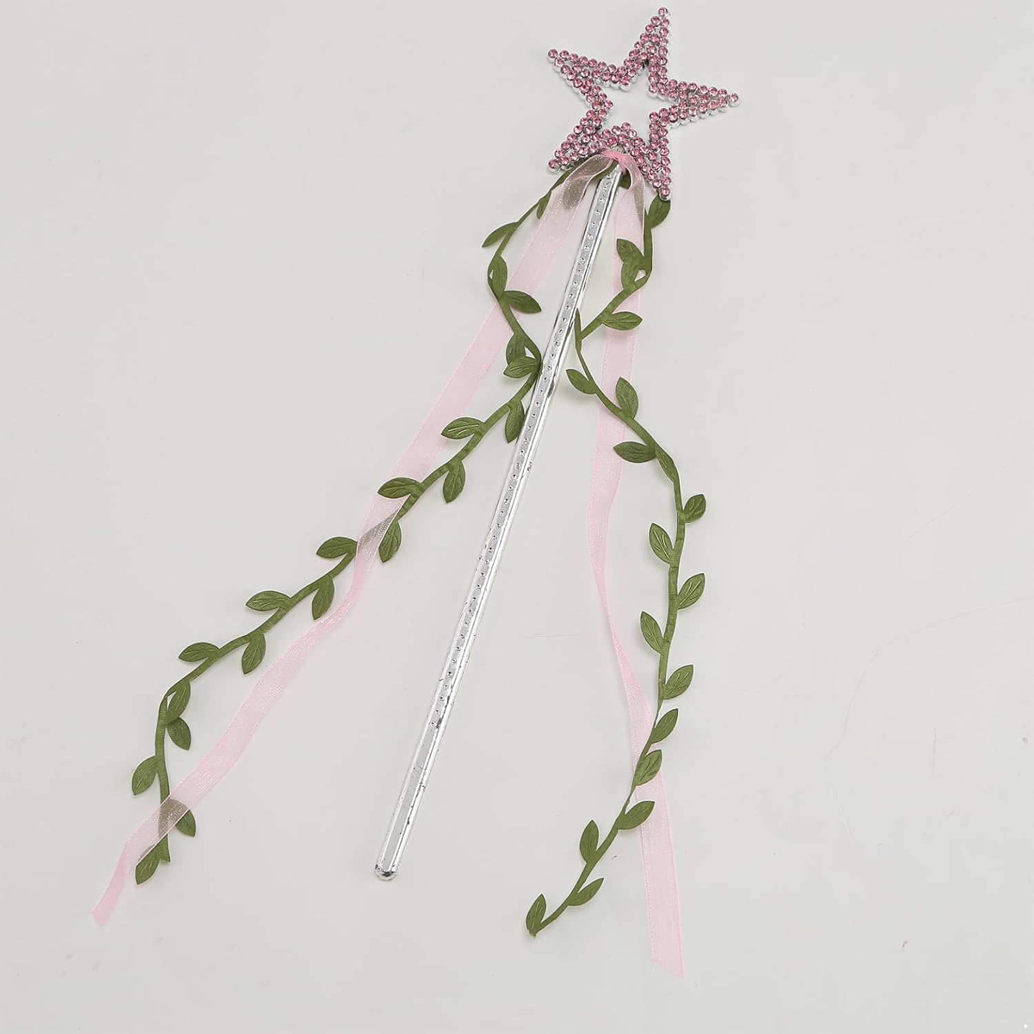 Rhinestones Star Magic Wand Princess Fairy Wands with Vines for Birthday Halloween Party Gift Pink One Size