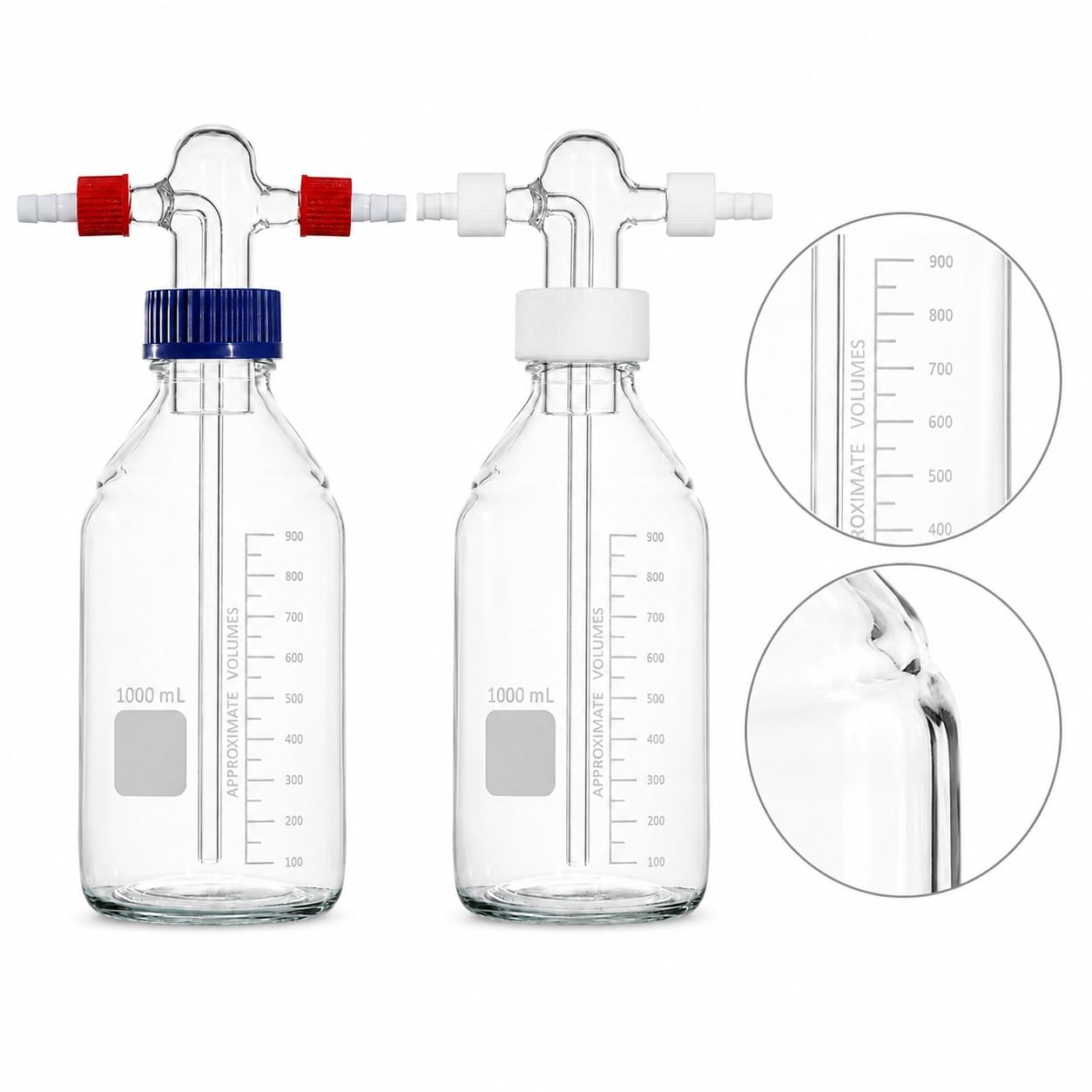 Bottiglia Depuratore Gas in Vetro Borosilicato Tappo GL45-PTFE 5000ml