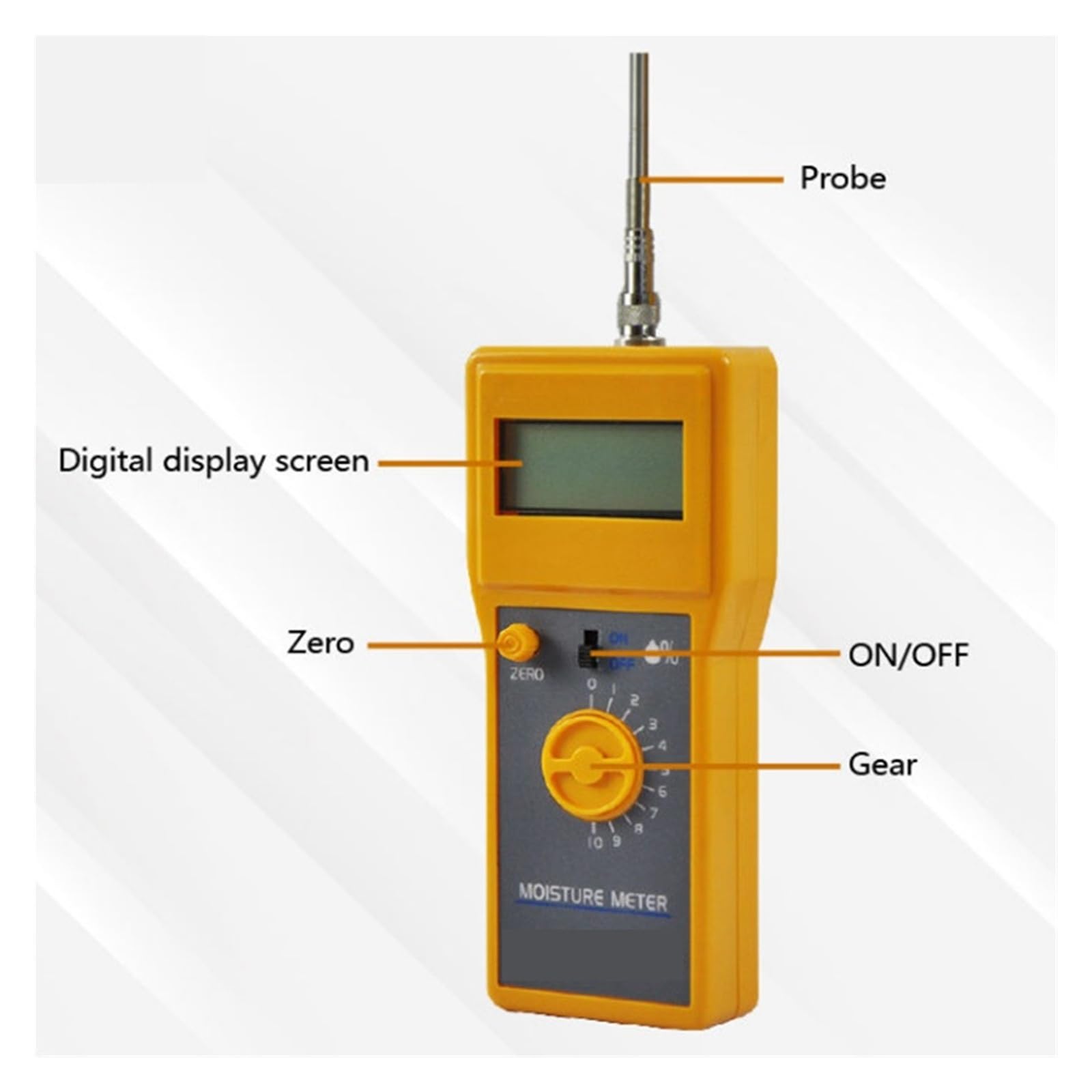 Medidor de humedad digital de 0 a 80% con sonda de 20 cm y pantalla LCD for frutas secas, pan y más. Lecturas precisas