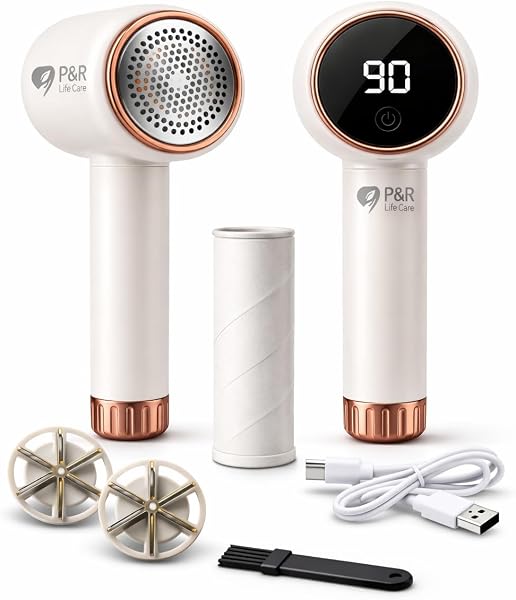 Levapelucci Elettrico Ricaricabile USB con Display Digitale – Rimuovi Pelucchi Professionale per Maglioni, Lana, Vestiti e Divani – Lama in Acciaio Inox + Rotolo Adesivo - 1