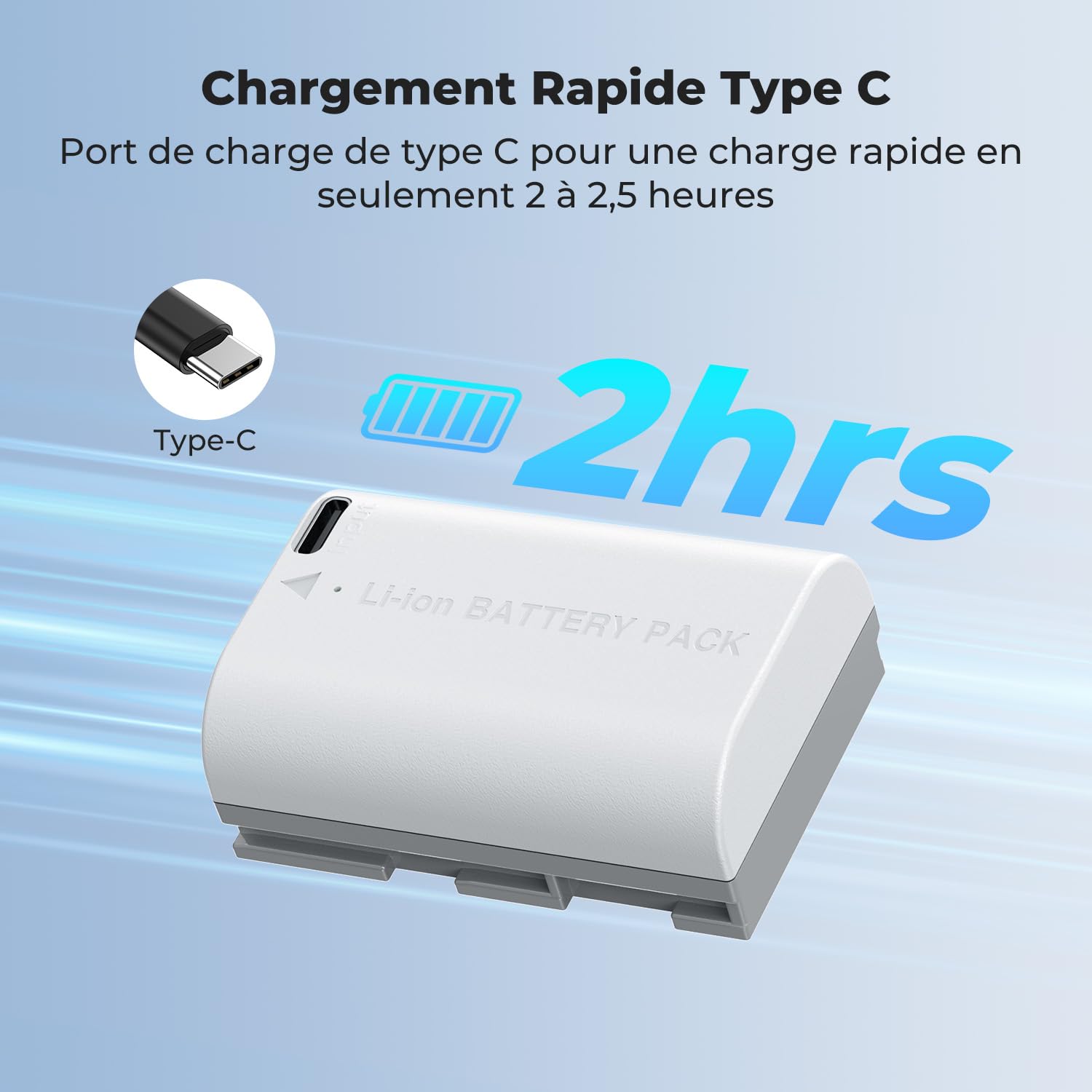 K&F CONCEPT LP-E6NH Batterie de rechange 2600 mAh compatible avec Canon EOS 90D/80D/70D/5D Mark II III IV/5DS SR/6D/6D Mark II/R5 R6 R6 II R7 (2 batteries)