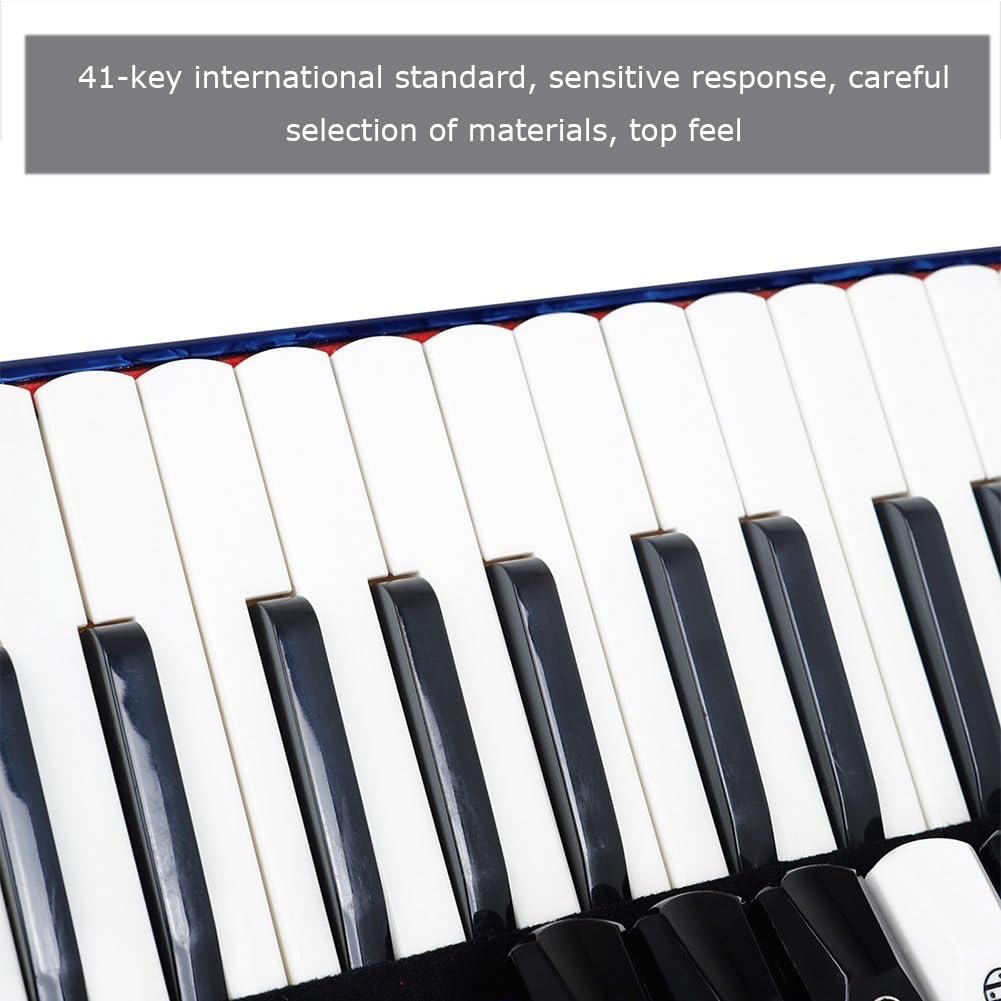 Professionelles Akkordeon, 41 Tasten, 120 Bässe, Tasteninstrumente, Akkordeon mit Riemen, Akkordeontasche für Erwachsene, Anfängerprüfung, professionelles Spielen (Color : Blue)
