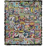 LOGOVISION Marvel Comic Blanket, 50'x60' Misc. Comic Collage Woven Tapestry Cotton Blend Fringed Throw