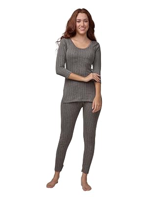 Lux Inferno Ladies 3/4 Thermal Top and Lower Set (Grey, 110)