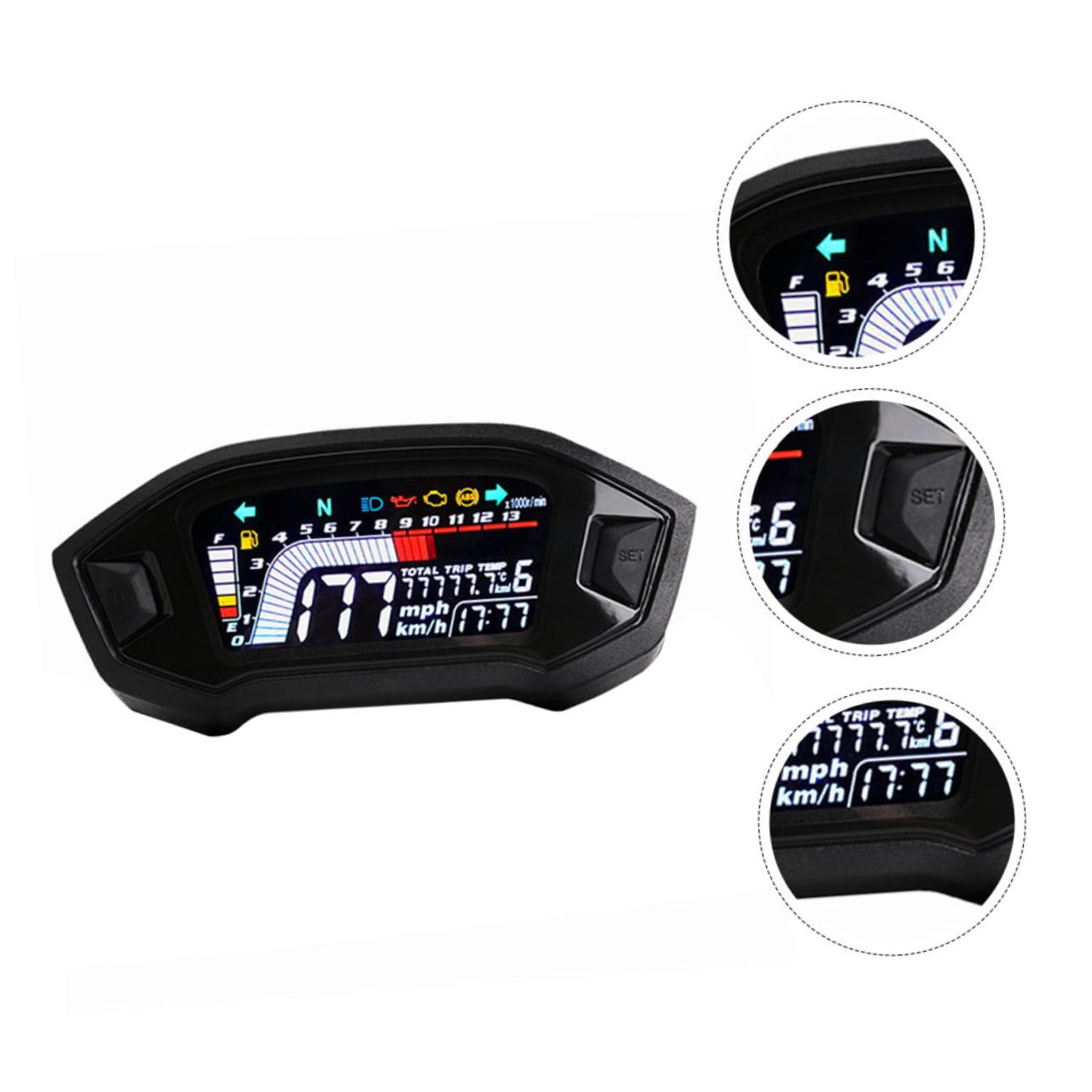 LIFKOME Motorcycle LCD Speedometer and Gauge Water Temperature Display Fits Motorcycle Models Multifunctional Digital Instrument Full LCD for Accurate Readings
