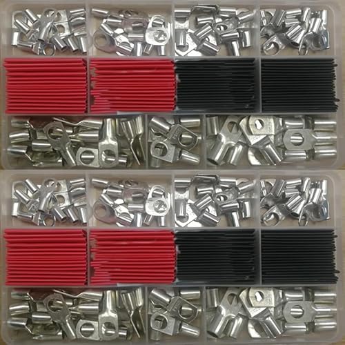 ZDVHOMCB 140Pcs Wire Connector Tinned Copper Wire Terminals Connector Cable Lugs Ring SC Terminals Marine Cold-Pressed Crimp Terminals