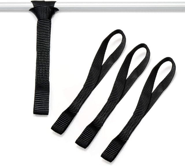 Amazon Basics Lashing Loops, 30 cm Long, 25 mm Wide,  Load Capacity 1000 kg - Black (4-Pack)