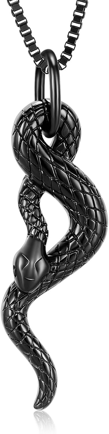 XSMZB Cremation Jewelry Snake Urn Necklace for Ashes Stainless Steel Python Memorial Pendant Human Pet Ashes Holder Keepsake for Men Women