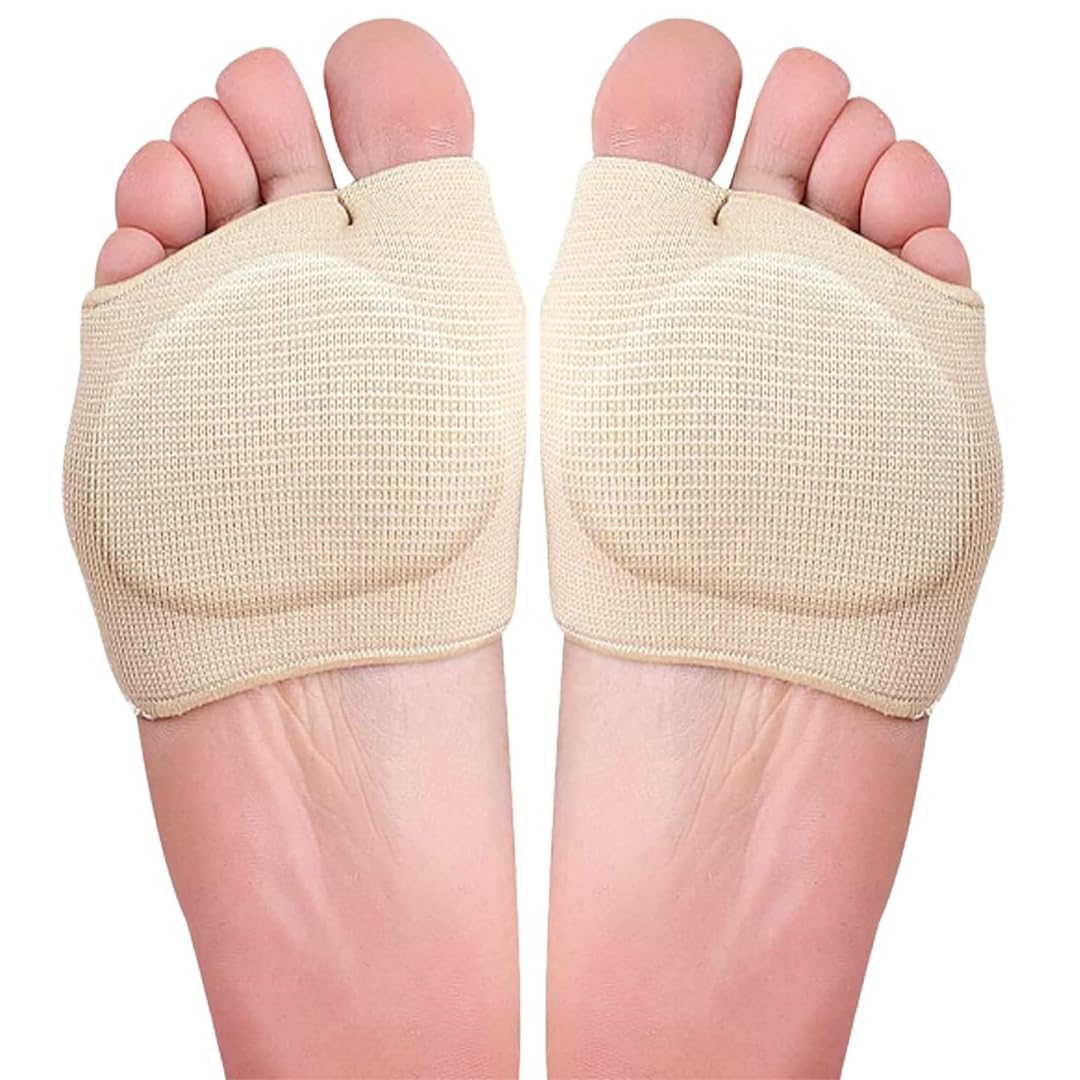 royalkart Metatarsal Pads for Women and Men Ball of Foot Cushion - Gel Sleeves Cushions Pad - Fabric Soft Socks for Supports Feet Pain Relief (Beige)-image-7