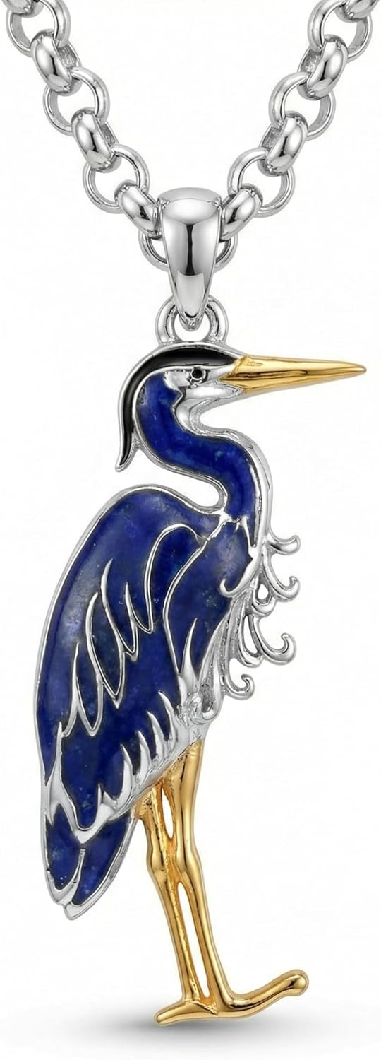 Heron Necklace Sterling Silver Bird Pendant Necklace Blue Heron Jewelry Bird Gifts for Women