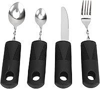 Vista 1 de Parkinson's Weighted Utensil Set, Ergonomic Hand Tremor Spoon Fork Knife, Adaptive Silverware for Arthritis Aid, Easy Grip Eating Tools for Seniors