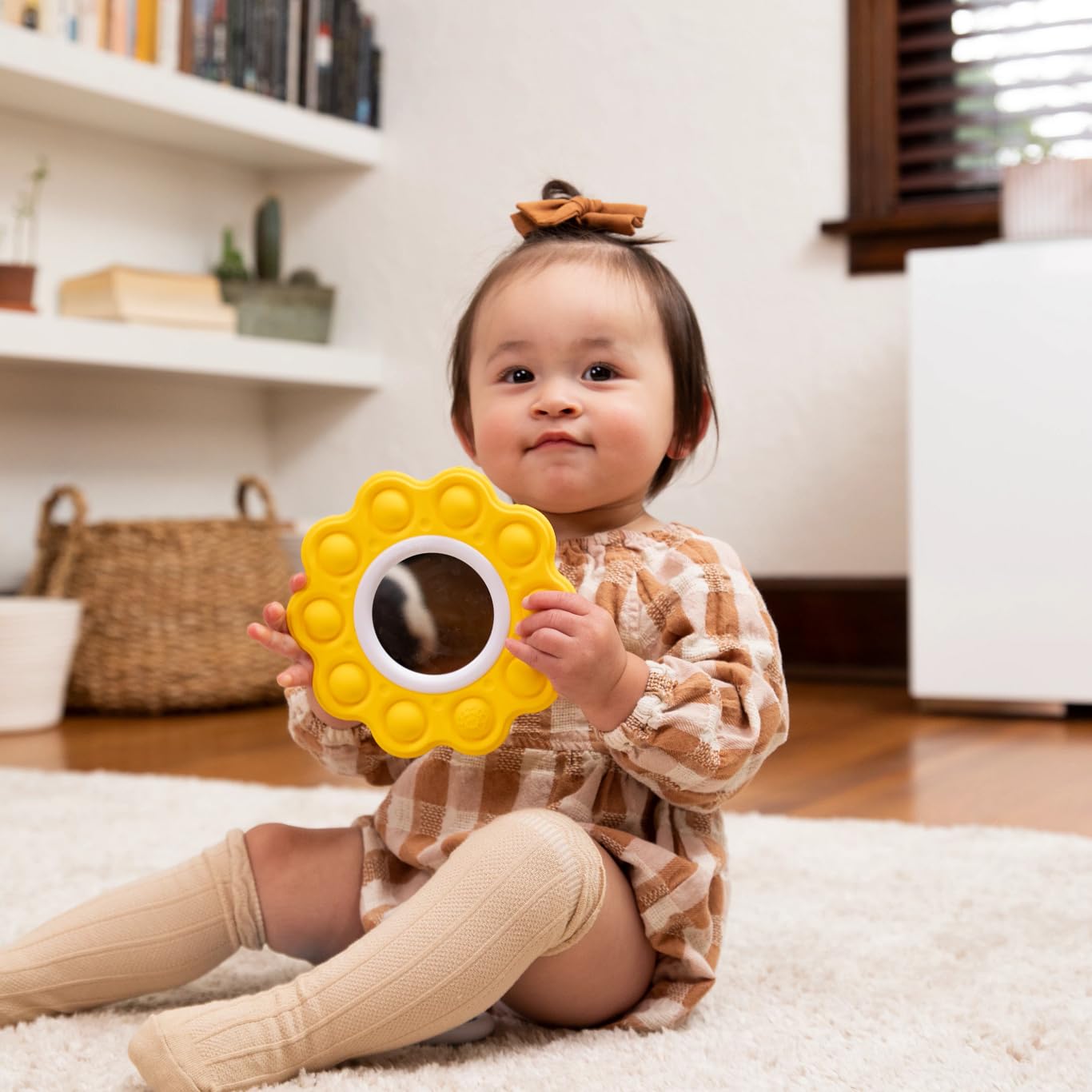 Fat Brain Toys Dimpl Bright, Push and Pop Dimple Fidget Toy with Double Sided Mirror, BPA Free Silicone Baby Sensory Toys - Image 3