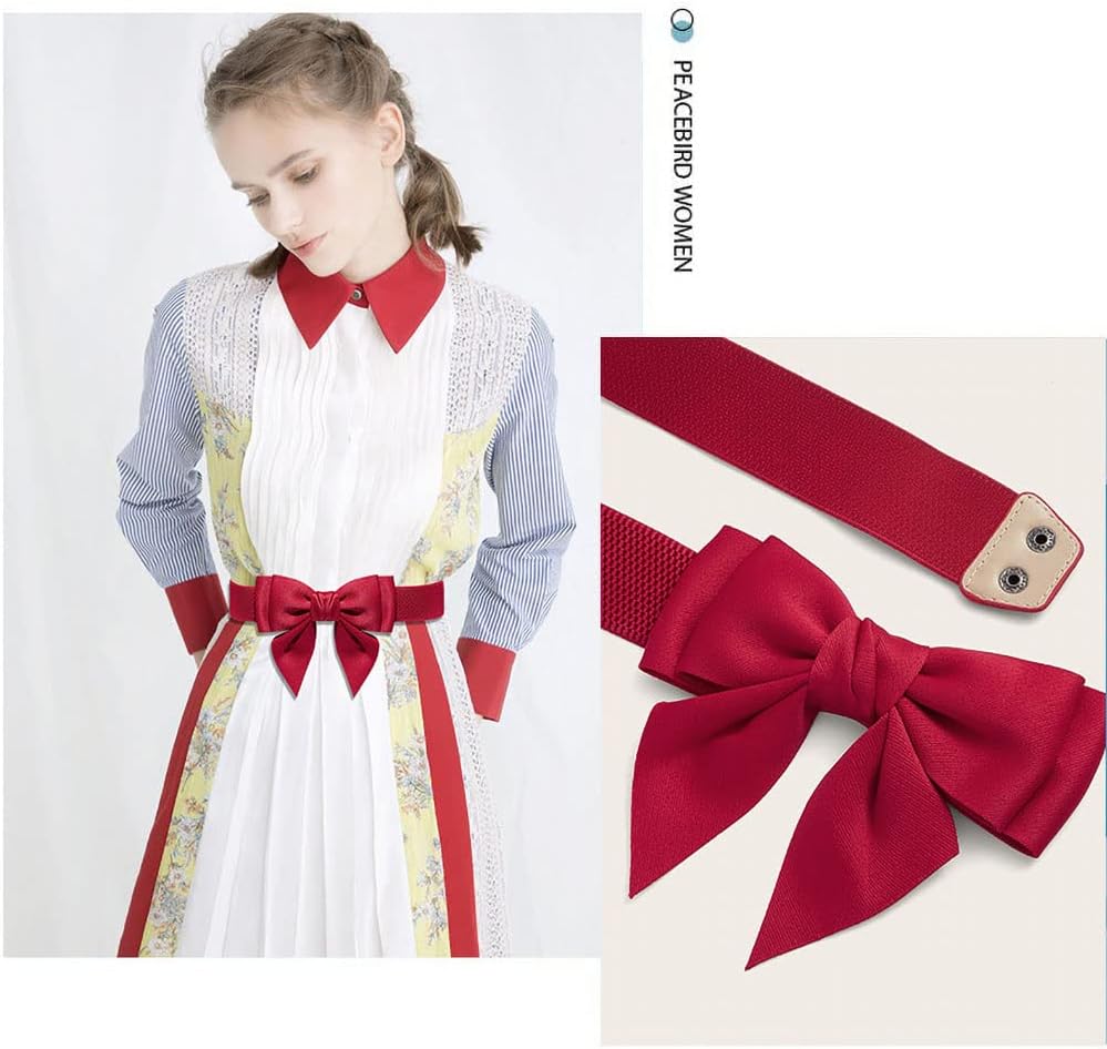 2 PCS Women's Butterfly-Tie Skinny Waist Belt for Dress,Stretchy Thin-Band Plus Size