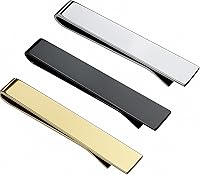Roctee 3-Pack Men's Skinny Tie Clips - Gold Plated Copper Pinch Clips for Business, Weddings, Gifts | Small Necktie Bars