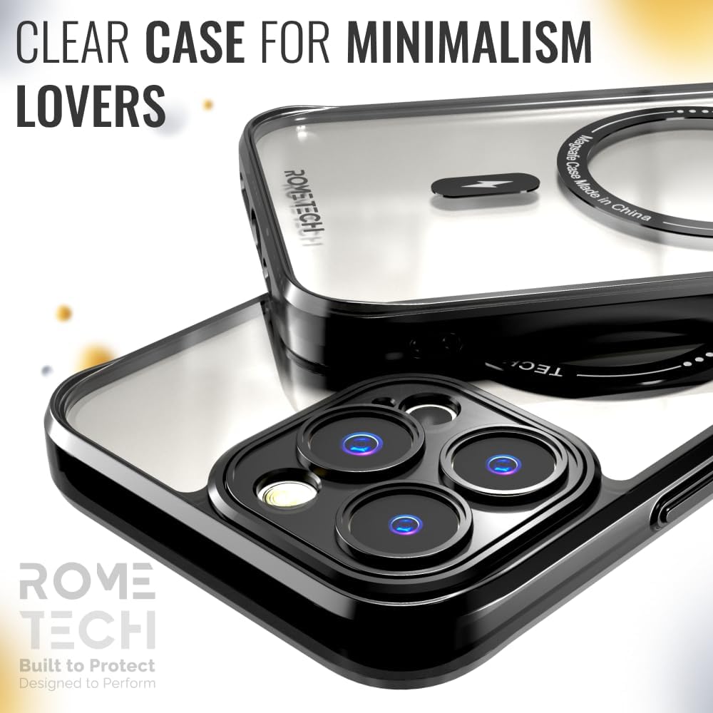 Rome Tech Clear Case Compatible with MagSafe for iPhone 14 Pro Max (2022) - Slim and Rugged Fit Thin Shockproof Case Compatible with Magsafe Devices - Clarity