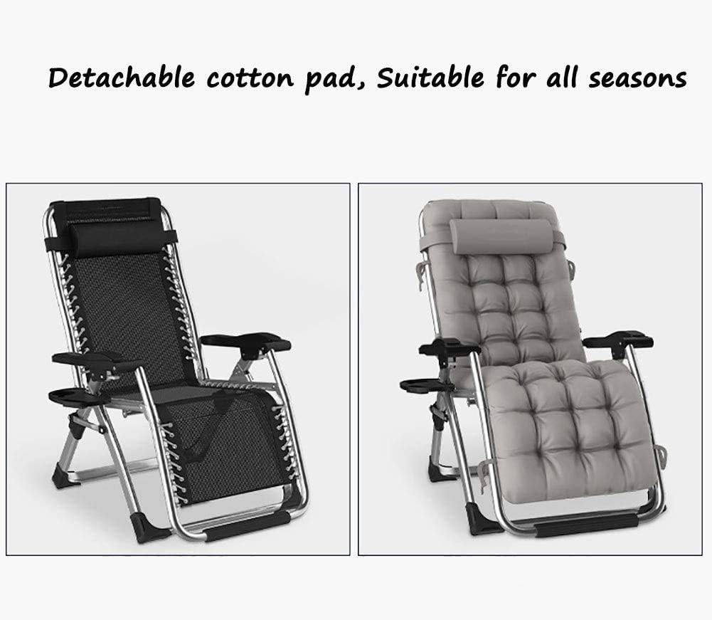 Sun Lounger Garden Chairs Folding Chair Camping Chairs Patio Chairs Reclining for Heavy People Outdoor Beach Lawn Camping Portable Chair Foldable Deck Chair with Cushions Supports 200kg Gray
