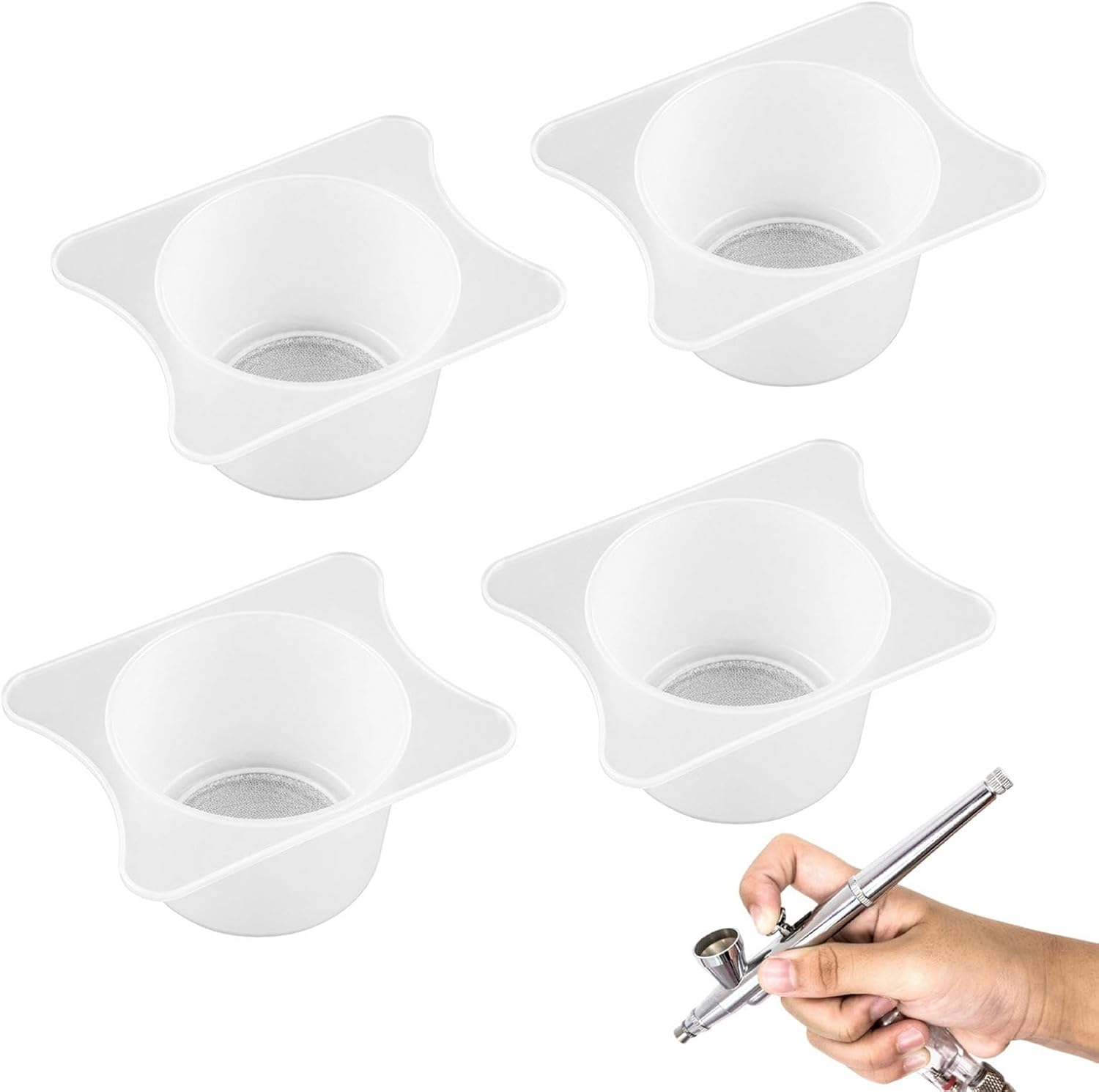 4 Pcs Airbrush Paint Cup Strainer, 1.30" x 0.98" with 0.87" Holes, Durable PP Airbrush Paint Filter Screens, Reusable Fine Mesh Airbrushing Tools Accessories for Crafts & Painting