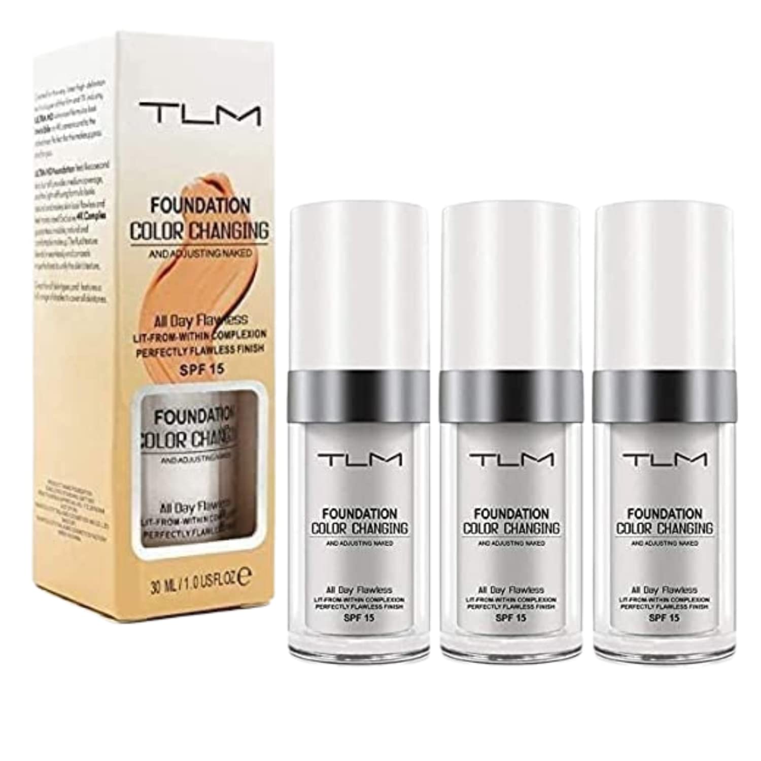 TLM Color Changing Foundation Liquid Base Makeup Change to Your Skin Tone by Just Blending Change Skin Color Foundation 30ml (Pack of 2 bottle)
